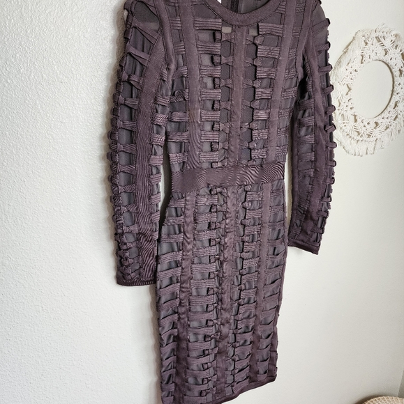 House Of CB Lola Dress In Charcoal Bandage Long-Sleeve Mini NWT Size Sma… - Picture 3 of 7